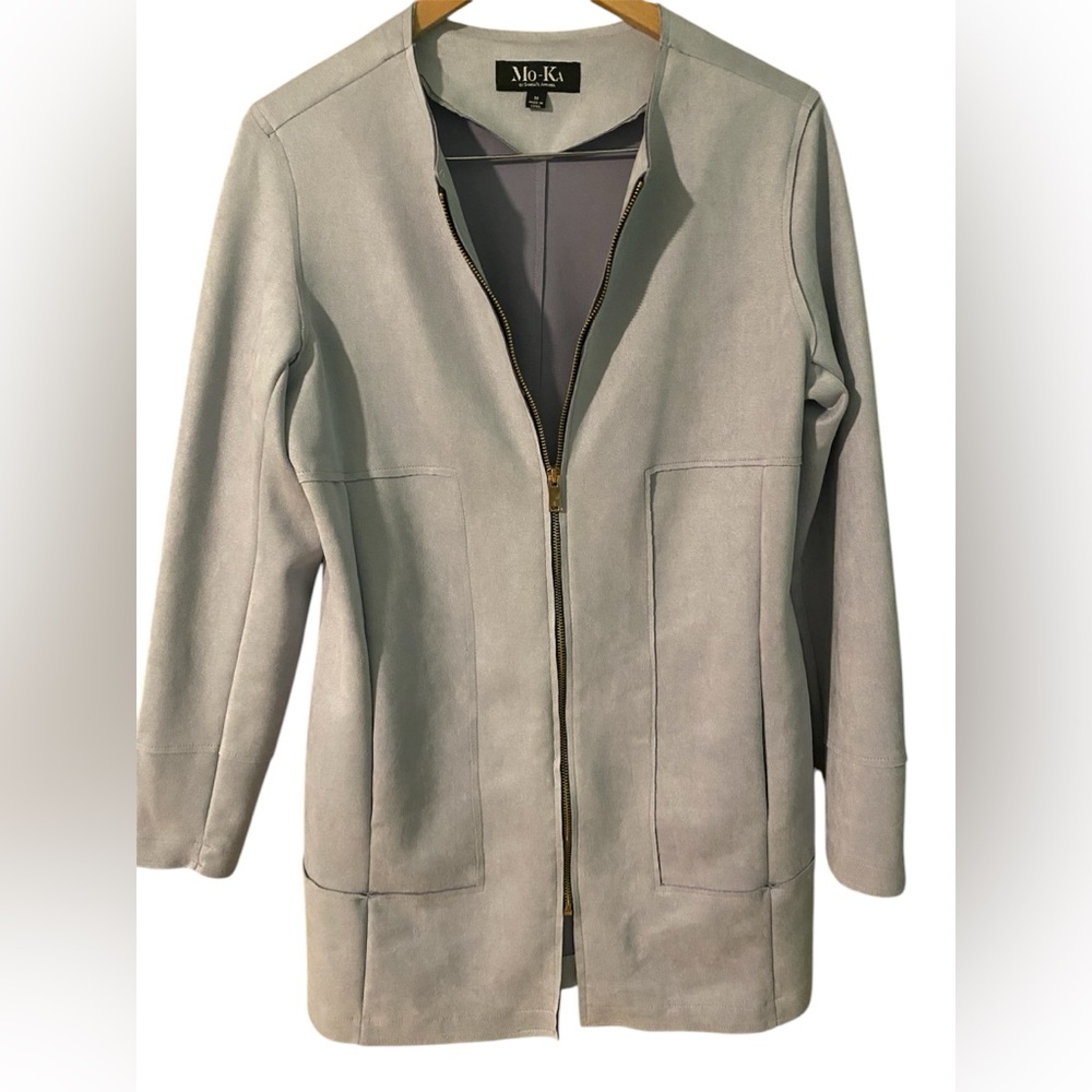 Jacket MO-KA By Santa Fe Apparel Faux Suede Gray Women’s Size Medium Zip Up